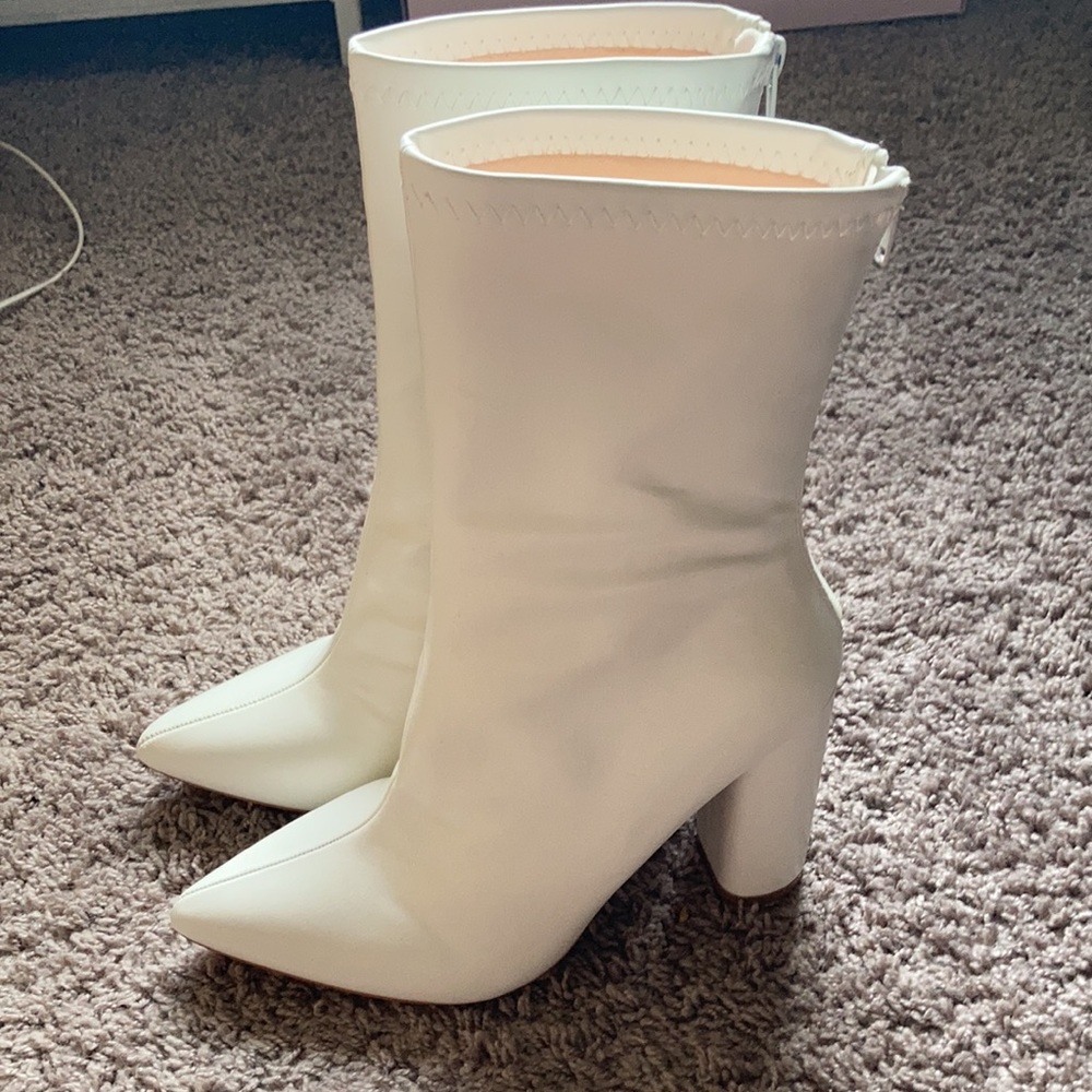 Boohoo white booties